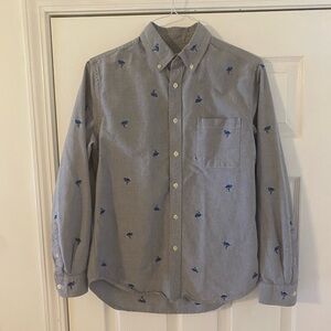 Merona Men’s Long Sleeve Dress Shirt Embroidered Flamingos EUC